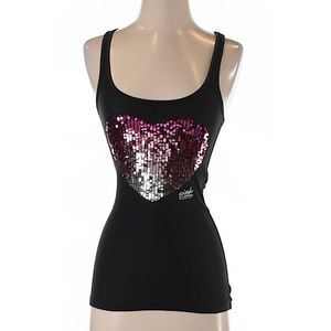 VIctorias secret pink sequin bling heart top Small